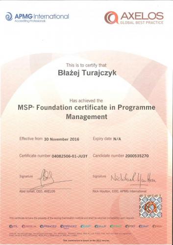 MSP Certificate in Programme Management